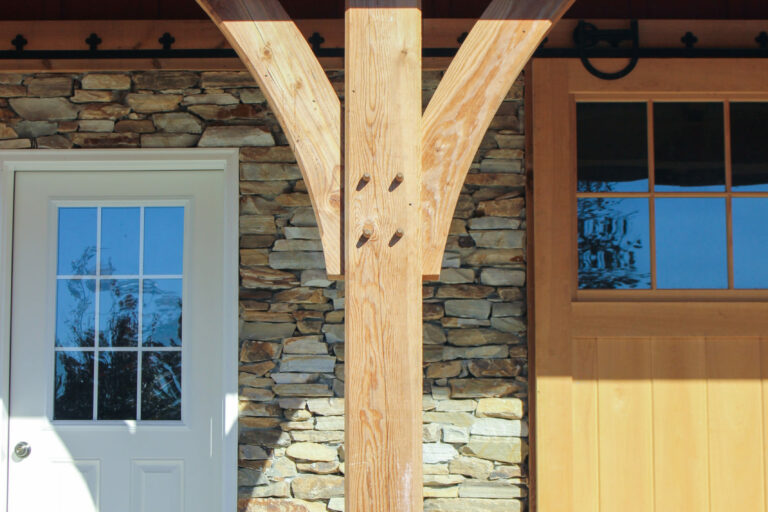 attached timber frame amish built barn porch