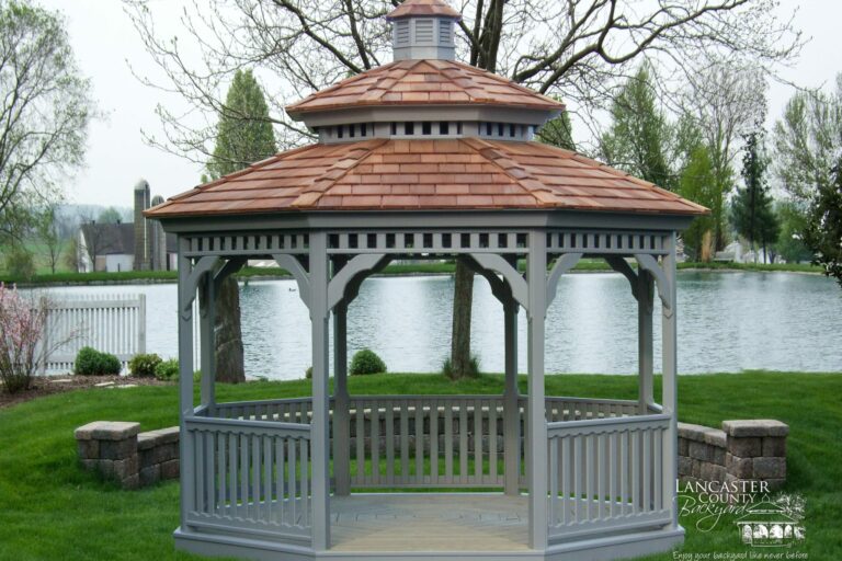 12' wood octagon gazebo, double roof
