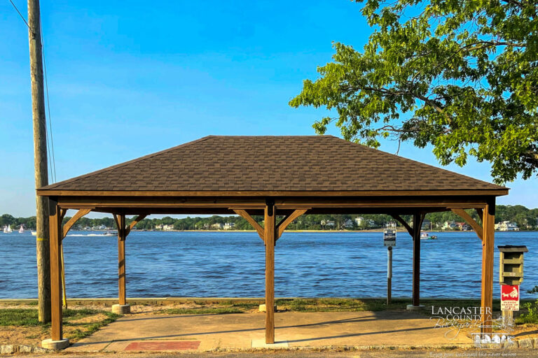 lakefront wood pavilion