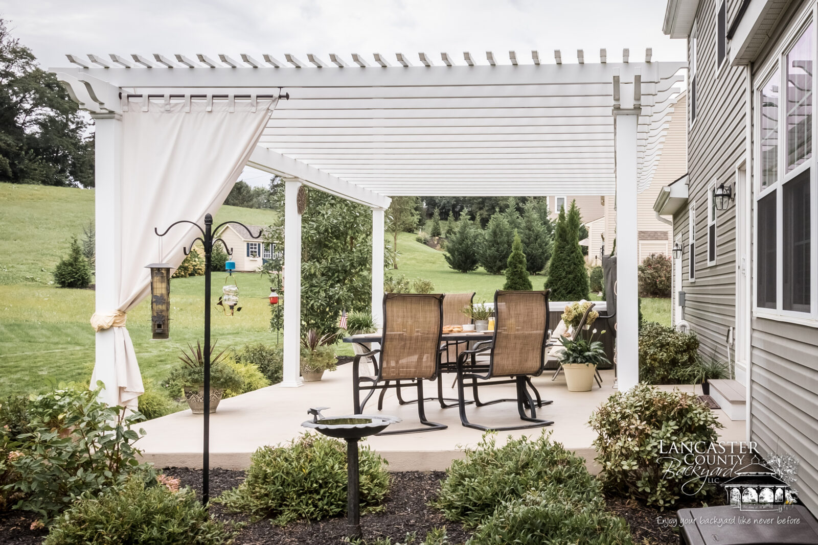 Long Vinyl Pergola Amish Built Lancaster County Backyard