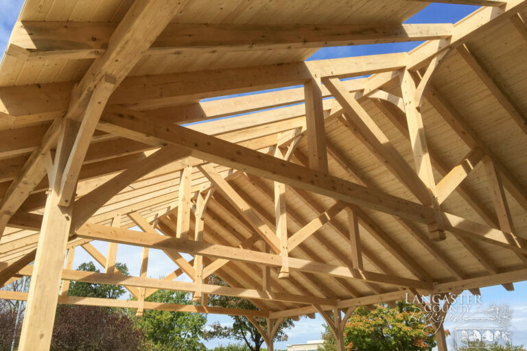 construction of a large timber frame pavilion