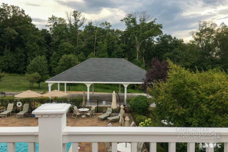 30x45 montford backyard pavilion with timber frame trusses
